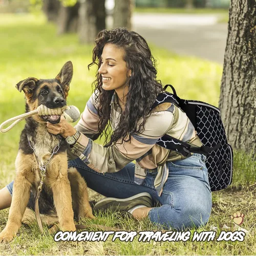 Miniatura 7 de BAGLHER Mochila de viaje para perros, mochila de suministros para mascotas aprobada por aerolíneas, bolsa de viaje para perros con 2 cuencos DLBlack