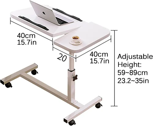 Miniatura 2 de Mesa auxiliar móvil, mesa auxiliar, mesa móvil para portátil con ruedas bloqueables, mesa auxiliar ajustable de altura, fácil montaje, estación