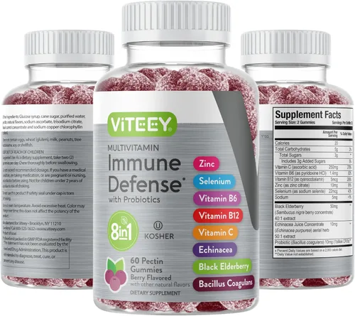 Miniatura 8 de Viteey Gomitas multivitamínicas 8 en 1 Suplemento de apoyo inmunológico con probióticos - Potenciadores inmunológicos para adultos y adolescentes