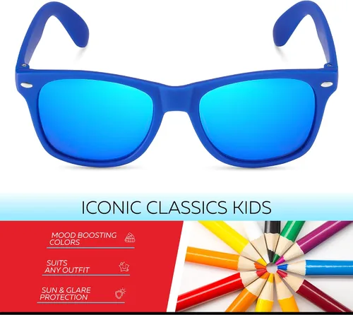 Miniatura 96 de Retro Rewind Lentes de sol para niños y niñas de 3 a 12 años, inastillables, UV400, lentes de sol para niños pequeños