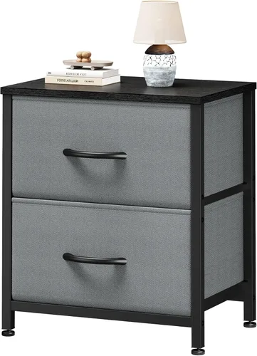 Miniatura 9 de Sweetcrispy - Mesita de noche pequeña con 2 cajones de tela, mesa auxiliar para dormitorio, para mesita de noche de 20 pulgadas de alto para Negro