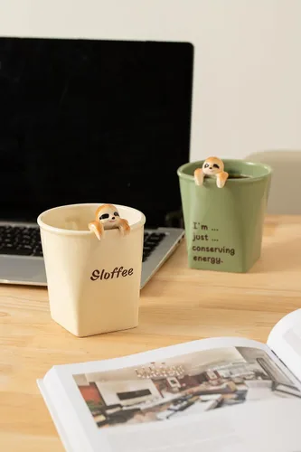Miniatura 6 de DIHOclub Taza de cerámica divertida con perezoso 3D para mujeres y hombres, taza de café con diseño de perezoso para regalar a los mejores amigos
