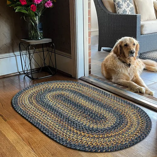 Miniatura 121 de Alfombra ovalada trenzada gris humo de 20 x 30 pulgadas, lavable para interiores y exteriores, decoración campestre para cocinas y entradas