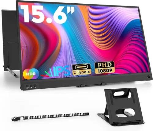 Miniatura 11 de ZSCMALLS Monitor portátil, monitor portátil de 15.6 pulgadas, 1080P FHD, monitor USB-C HDMI, pantalla de computadora IPS segunda pantalla, pantalla