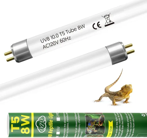 Miniatura 10 de QZQ T5 UVB - Kit combinado de luces para reptiles de 8 W, luz UVB para reptiles con salida UVB conmutable 5.0 y 10.0, lámpara de campana de terrario