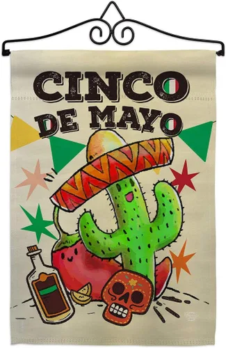 Miniatura 7 de Bandera de arpillera para jardín del Cinco de Mayo, fiesta de verano, cactus y piñata, sombrero para fiesta mexicana, pequeño regalo decorativo