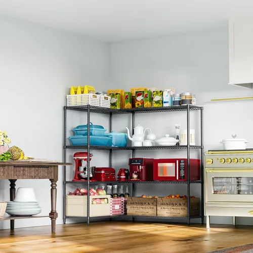Miniatura 2 de IZEUK Estantes de Almacenamiento Conectados, Unidad de Estantería Metálica Ajustable DIY de Servicio Pesado para Esquina, Ideal para Cocina, Garaje