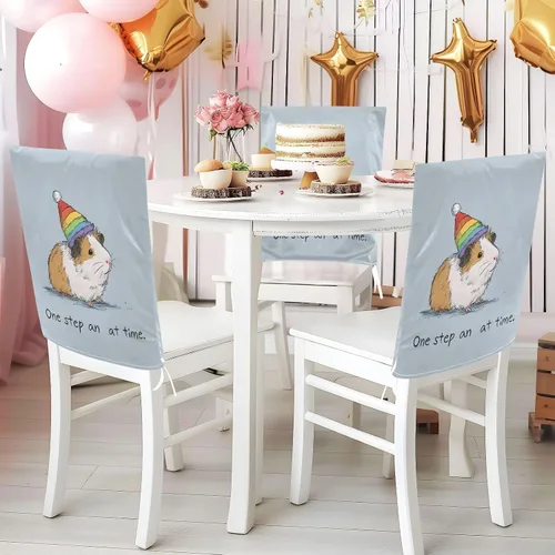 Miniatura 4 de Rainbow Pig Cute Chair Covers for Party Soft for Home Dining Room Decor Set of 2 Decorative Living Room Chair Covers protectores de sillas