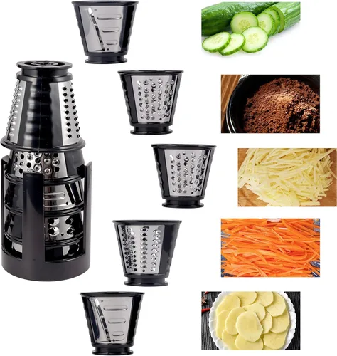 Miniatura 5 de Cortador eléctrico, rallador eléctrico de queso para uso en la cocina del hogar, triturador de queso con control de un solo toque, máquina para Negro
