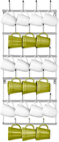 Miniatura 8 de Sorbus - Estante para Tazas para Pared - Pequeño Soporte Rústico para Tazas de Café con Montaje en Pared y 21 Ganchos, Estante de Exhibición
