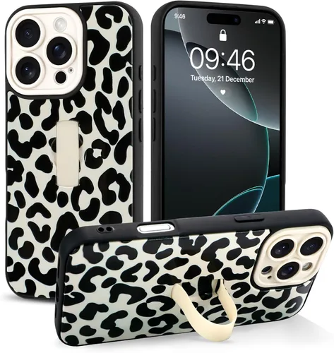 Miniatura 27 de Funda compatible con iPhone 17 Pro Max con correa de mano para los dedos, funda de teléfono con estampado de leopardo y guepardo para mujeres