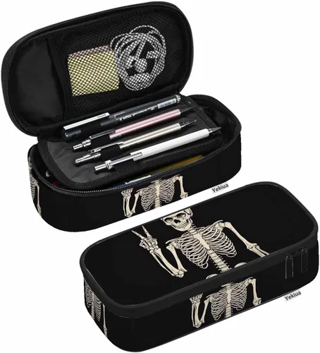 Miniatura 12 de Yekiua Estuche para lápices con flores étnicas japonesas de gran capacidad; estuche para lápices con flores para oficina, universidad o maquillaje