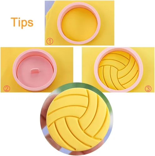 Miniatura 3 de Juego de cortadores de galletas con forma de bola, 8 piezas de fútbol 3D, baloncesto, béisbol, voleibol, fútbol, tenis, cortadores de galletas