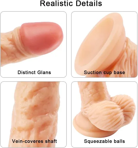Miniatura 3 de Juguete para adultos de 6.1 pulgadas para mujeres, pene de silicona realista con fuerte ventosa para juego de empuje manos libres, 82cf5