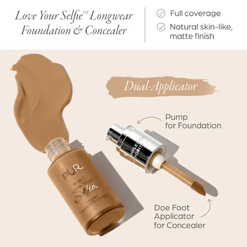 Miniatura 2 de PÜR MINERALS 4-in-1 Love Your Selfie Foundation & Concealer - Longwear Medium-to-Full Coverage Liquid Makeup Foundation with Hydrating Blend for