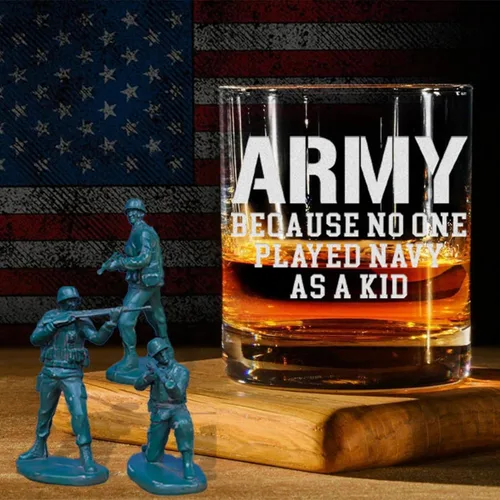 Miniatura 5 de Divertido vaso de whisky del ejército de los Estados Unidos – Regalos militares grabados para papá – 11 oz Army Because Nadie nunca jugó a la marina
