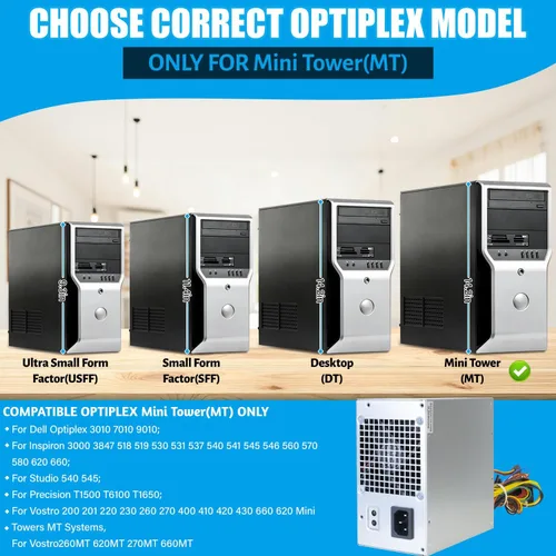 Miniatura 3 de YEECHUN Reemplazo de fuente de alimentación L300PM-00 de 300 W mejorada para fuente de alimentación Dell 3847 MT/PS-6301-06D G9MTY 0G9MTY L300PM-00