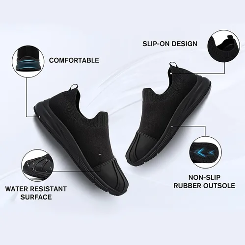 Miniatura 2 de LARNMERN Men's Non Slip Work Shoes Waterproof Food Service Zapatos Trabajo Antideslizantes Water Resistant Walking Slip-on Sneakers, Black