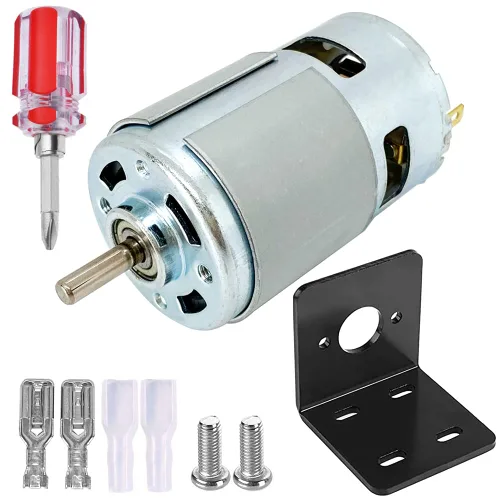 Motor DC 775 12V-24V 6000-12000RPM 775 Motor eléctrico de doble rodamiento de bolas de alto par motor de CC de gran potencia de bajo ruido con