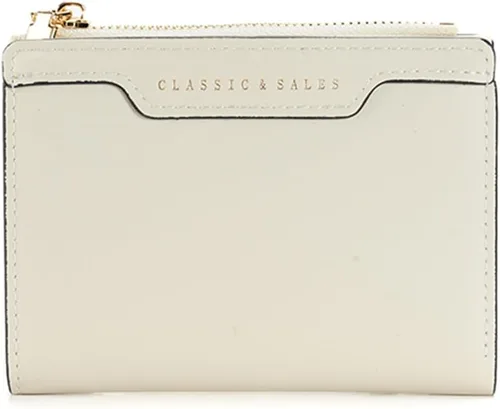 Miniatura 9 de Billeteras delgadas y pequeñas de cuero con bolsillo, tarjetero, plegable, triple, monedero para mujer con cremallera (negro)