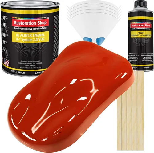 Miniatura 33 de Restoration Shop - Pintura de esmalte acrílico Monza Red para autos - Kit completo de pintura de galón - Recubrimiento profesional de alta Rojo
