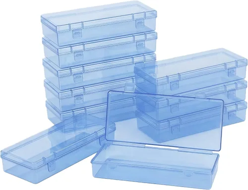 Miniatura 23 de LJY 100 contenedores rectangulares vacíos de plástico transparente con tapas con bisagras (2.2 x 1.6 x 0.8 pulgadas, transparente)