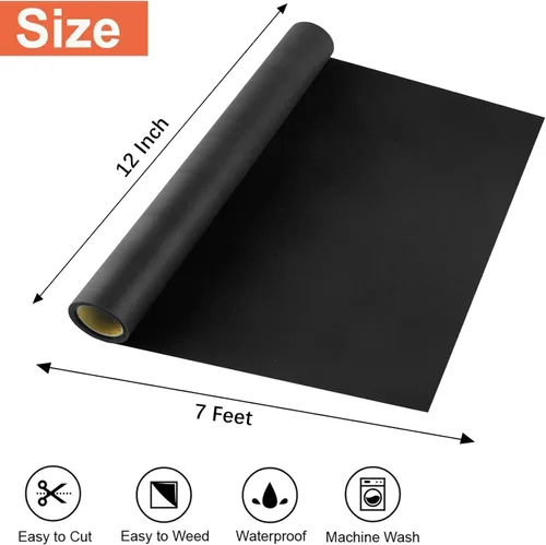 Miniatura 2 de Viewmoi Vinilo de transferencia de calor HTV para camisetas rollos de 12 pulgadas por 7 pies (negro)