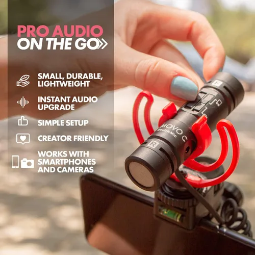 Miniatura 4 de Movo DoubleMic V2 Micrófono de escopeta de dos caras para vlogging de cámara - Micrófono externo de doble cápsula para iPhone, Android, teléfonos