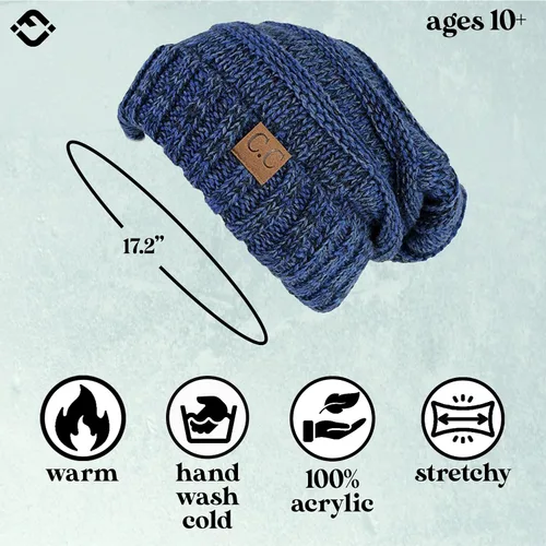Miniatura 218 de Funky Junque Gorro de moda de punto trenzado de talla extragrande, grueso, abrigado, suave y holgado