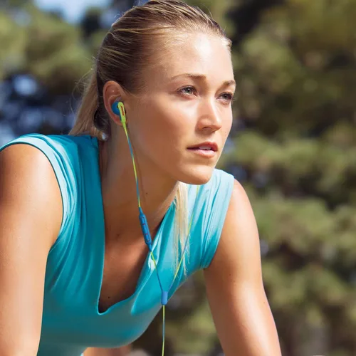 Miniatura 5 de Bose SoundSport - Auriculares intrauditivos para dispositivos Apple, color azul neón, resistentes al sudor, micrófono en línea/control remoto
