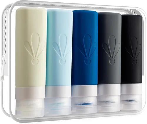 Miniatura 17 de INSFIT Botellas de viaje para artículos de tocador, artículos de aseo de tamaño de viaje de 3 onzas aprobadas por la TSA, sin BPA, tubos de silicona