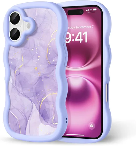 Miniatura 295 de Compatible con iPhone SE/8/7 Funda para Mujeres y Niñas, Marco Ondulado Rizado con Patrón Lindo, Estética Delgada Suave Silicona TPU Parachoques