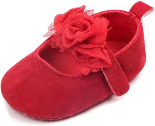 Miniatura 3 de Zapatos planos de Mary Jane con lazo floral de princesa para bebé y niña, zapatos de vestir suaves para recién nacidos, cuna para primer caminante