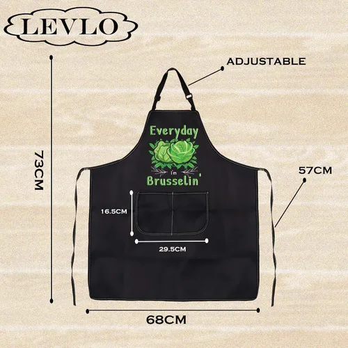 Miniatura 2 de LEVLO Brussels Sprout Gift Every Day I'm Brusselin - Delantal de cocina de verduras para hombres y mujeres