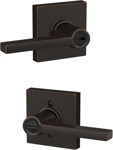Miniatura 32 de Schlage F10 LAT 626 CEN Latitude - Manilla de puerta con moldura Century, cerradura de paso para pasillo y armario, cromo satinado