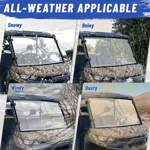 Miniatura 5 de StarknightMT Parabrisas delantero UTV resistente a los arañazos compatible con Can-Am Defender 2016-2026, policarbonato a prueba de rayos UV