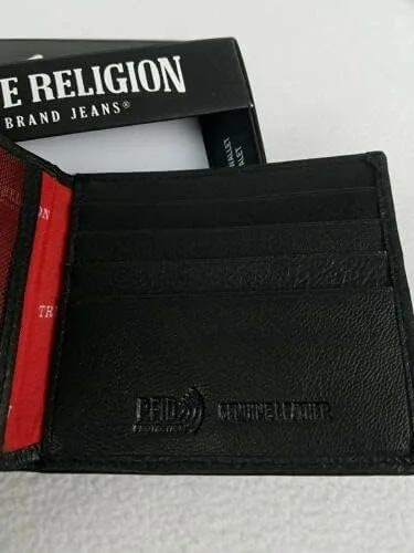 Miniatura 6 de True Religion Billetera de cuero plegable, Negro