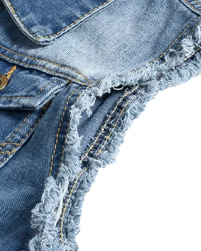Miniatura 5 de Pishon Chaleco de mezclilla sin mangas para hombre casual ajustado rasgado clásico con botones