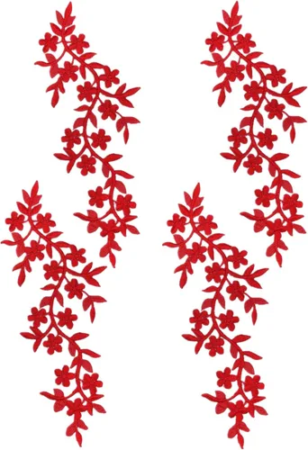 Miniatura 8 de 4 unidades de parche largo de 10x5 pulgadas con diseño de enredadera de flores y hojas, parche termotransferible bordado para prendas, cortinas