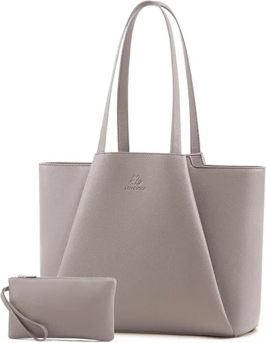 Miniatura 18 de LOVEVOOK Bolso de hombro para portátil para mujer - Bolso de 15.6 pulgadas de cuero sintético con cartera, bolso de oficina de gran capacidad