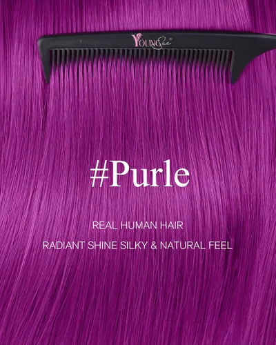 Miniatura 2 de YoungSee - Extensiones de cabello humano con cinta, extensiones de cabello color morado con cinta, 20g, extensiones de cabello teñido con cinta, 12