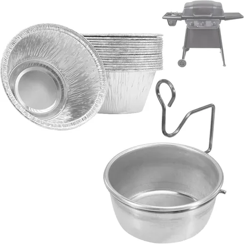 Taza de grasa universal para parrillas Char-Broil Kenmore al aire libre y otras parrillas similares, taza recogedora de grasa con soporte y paquete