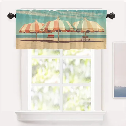 Miniatura 24 de Shrahala Cortinas de nivel de chakras con mandala beige para ventanas de cocina, paneles de cortina de ventana de mandala multicapa de poliéster