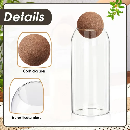 Miniatura 3 de Suclain 1 tarro de vidrio con tapa de bola de corcho, recipientes de cocina de granja, contenedor de café, encimera, tarros de almacenamiento