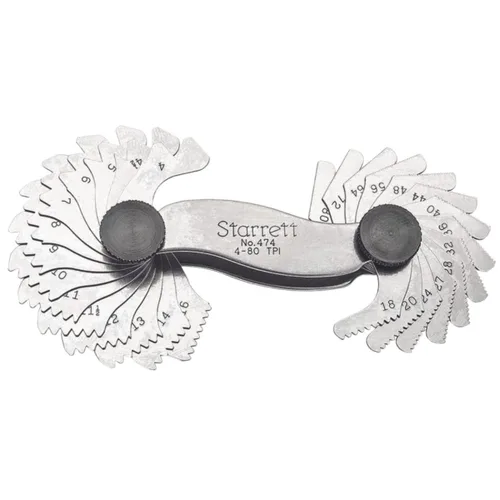 Miniatura 10 de Starrett Medidor de paso de tornillo de acero con dispositivo de bloqueo, ideal para trabajos de construcción y mejoras del hogar, rango