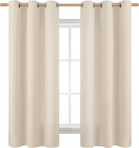 Miniatura 13 de BGment Cortinas de Lino Beige de 63 Pulgadas de Largo 2 Paneles - Tratamientos para Ventanas con Textura de Arpillera Filtrantes de Luz Cortinas