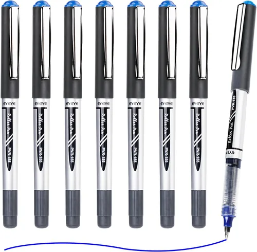 Miniatura 13 de EYEYE Bolígrafos azules de 0.028 in, paquete de 12 bolígrafos de punta media de secado rápido, bolígrafos de tinta líquida, bolígrafo de escritura