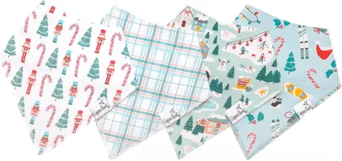 Miniatura 15 de Copper Pearl Baby Bibs 4 Pack, Printed Bandana Drool Bibs for Baby Girl & Boy, Soft Cotton Drooling Teething Bibs Claire