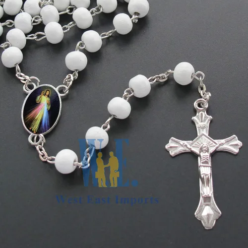 Miniatura 6 de Generic Recuerdos conmemorativos, 12 rosarios blancos de la Divina Misericordia, Celebración de la VidaRecuerdos para funeral, regalo de condolencia