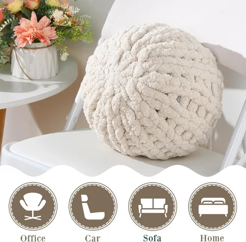 Miniatura 5 de Suzile 2 almohadas redondas de nudo para regalo, almohadas de punto grueso de 13.8 pulgadas, cojines hechos a mano, suministros de círculo suave